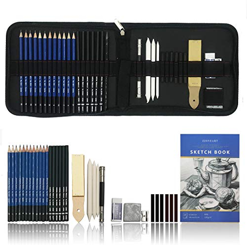 36 Stück Bleistift Zeichnen Set für Skizzieren und Zeichnen Profi Art Set inklusive Graphit,Pastell und Kohle-Bleistifte und -Zubehör