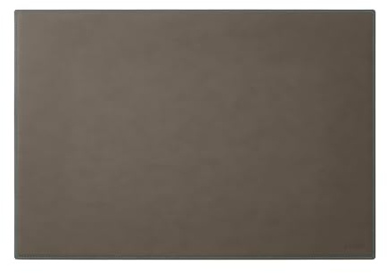 Eglooh - Mercurio Deluxe - Schreibtischunterlage aus Leder Taupe Grau cm 65x45 - Elegante Nähte, blau in Kontrast und rutschfester Boden - Made in Italy