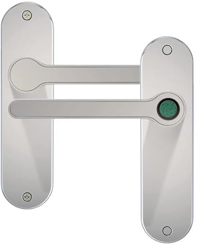 Blusafe Fingerprint Internal Door Lock, Biometric Smart Door Handle, 50 Fingerprints, 2 Backup Keys, HMO/Student Houses, Bedrooms, Home Office Locks (Long, Chrome)