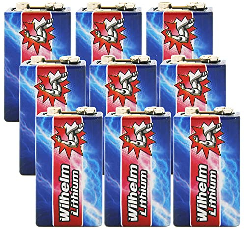 Wilhelm 9V Lithium Block Batterie für Rauchmelder 6LR61 9 Volt – 9 Stück