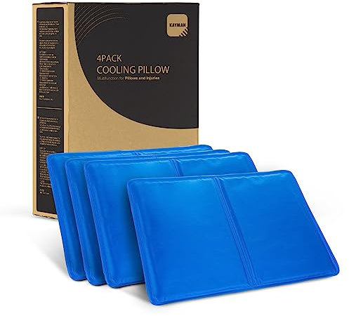 KAYMAN 4 x Reusable Cooling Gel Pads | Multifunction Gel Cushion Pillows for Absorbs, Dissipates Heat, and Sports Injuries | Improves Sleep Quality and Reducing Night Sweats - 40x50cm Jelly Inlays
