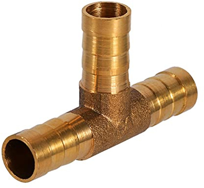 Messing T-Stück Schlauchverbinder 3-Wege, robuster Kraftstoffanschluss für Druckluft, Öl und Gasleitung (10mm)