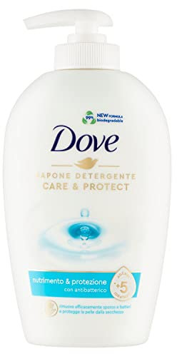 Dove, Sapone Liquido Mani, Sapone Detergente Mani Idratante, Care & Protect, Rimuove con Efficacia Sporco e Batteri, con +5 Agenti Idratanti, Formula 99% Biodegradabile, 250ml