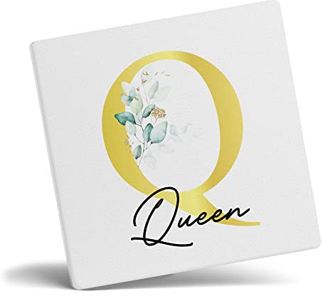 Taza personalizable con letra Q floral con nombre, regalo personalizado, letra impresa con efecto dorado, no metálica, taza de café de cerámica para hombres o mujeres, taza extra grande y gigante,