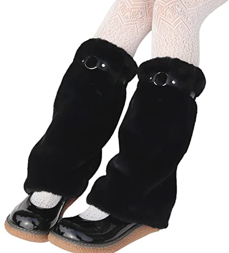 Beinstulpen Verstellbare Leopard Plüsch Warm Beinsocken Outdoor Gestrickte Lose Strümpfe, Schwarz , One size