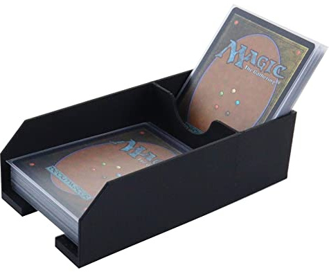 Feldherr Kartendeckhalter inkl. Ablagefach für EIN Kartendeck in Standard Card Game Size (kompatibel mit z. B. Magic The Gathering, Force of Will), Farbe:Schwarz