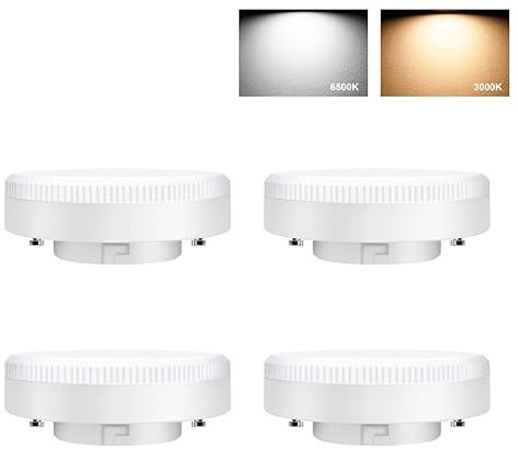 EXTRASTAR GX53 9W LED Leuchtmittel 3000K, LED GX53 Einbaustrahler für Schranklicht, 120°, 820LM, AC 220V, Nicht Dimmbar, Warmweiß,4 Stück