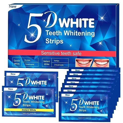 Teeth Whitening Strips, Tooth Whitening Kits, at Home Teeth whitening Strips14 Sensitive Strips + 4 Instant Strong Whitening Strips for Teeth