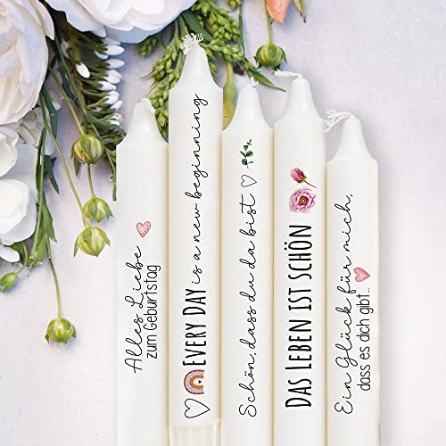 ilka parey wandtattoo-welt Kerzensticker Kerzentattoos Tattoofolie Geburtstag Happy Birthday Sprüche positiv für Kerzen oder Keramik A4 Bogen DIY Stickerbogen kst82