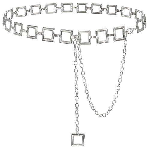 HIQUACC Women's Chain Belt Metal Waist Belt Chunky Belly Link Belt