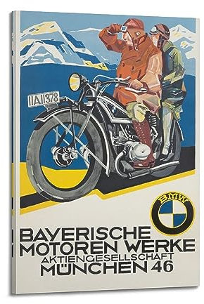 ECHUN Vintage Motorrad Poster BMW Motorräder Dekorative Leinwand Wand & Kunst Bild Gemälde 30 x 45 cm