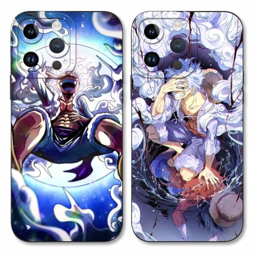 PBNDJVG 2 Pièces Coque pour Apple iPhone 14 Pro Max 6.7'', Animé Luffy Gear 5 Nika Zoro Sun God avec Protection Caméra Etui Housse de Haute Qualité TPU Silicone Mince Souple Antichoc Case-Noir1