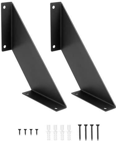 QWORK® 2 Stück Schwarz Regalträger Regalhalterung, Schwerlast Metall Wandhalterungen für Wandregale - 20cm