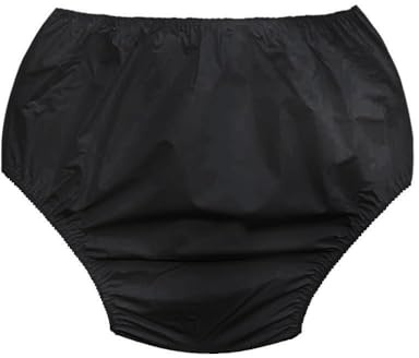 Ladies/Women's Incontinence Waterproof Nylon Briefs Oversized Pants Knickers Hospital Adult Diaper Covers (Pack of 2) (Black, XXL)