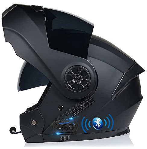 ACLFFSHOP Klapphelm mit Bluetooth, Integriert Motorradhelm mit Doppelvisier, ECE Zertifiziert Integralhelm, mit Eingebautem Mikrofon für Automatische Reaktion, für Erwachsene Frauen Männer