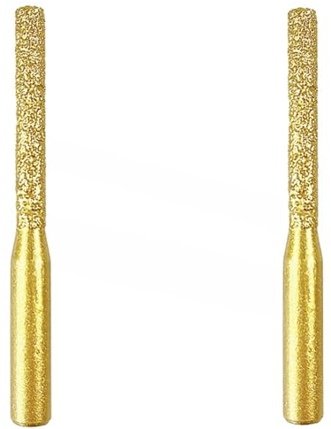 FANGHUIER Diamond Drill Bits for Stone Mortar Rake Grout Rake Edge Profile Bits For Rotary，Mortar Rake Drill Bit,Ceramic and Tile, 2-Pack, 6.35mm x 5mm x 65mm (Golden)