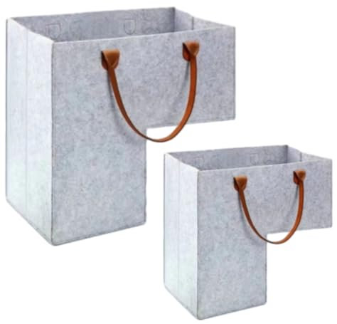 Ahhzyys 2pieces Treppen Organizer Korb Stufenkorb Faltbarer L-Form mit Kunstleder-Griffen Treppenkorb Filz aus Filz Treppenkorb Raumsparungstreppenspeicher Wird