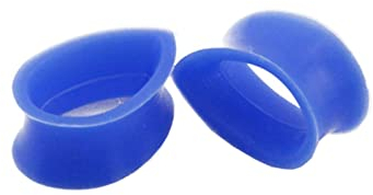 Epinki Piercing Schmuck, 2Pcs Ohr Tunnel Hochzeit 10mm, Silikon Tunnel Dehnstab Set Tropfen Blau Ohrringe Stecker Rock für Unisex