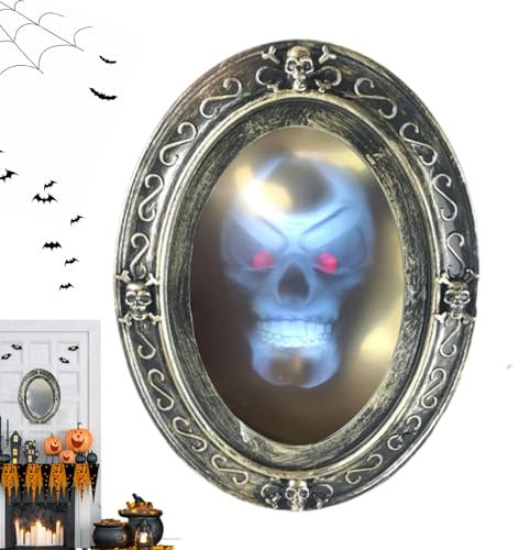 Meindin Bewegungsaktiviertes Halloween, gruseliger Spukton mit Geräuschen – Spukendes Oval, Horror-Requisite, gruselige -Dekoration für den Innenbereich für Partys