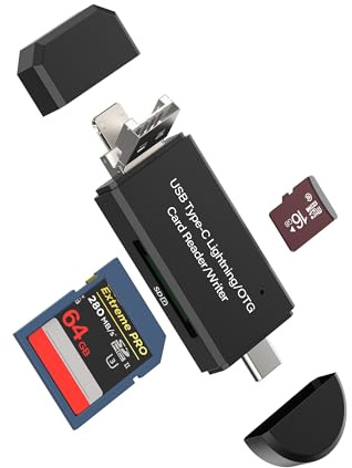 SD-Kartenleser (4in1) USB C Lightning USB-A Micro USB A Micro SD TF Karte Card Reader für Apple iPhone 15 Adapter OTG Stick Typ C Handy Fotografie Speicher Android Handy PC für iPad