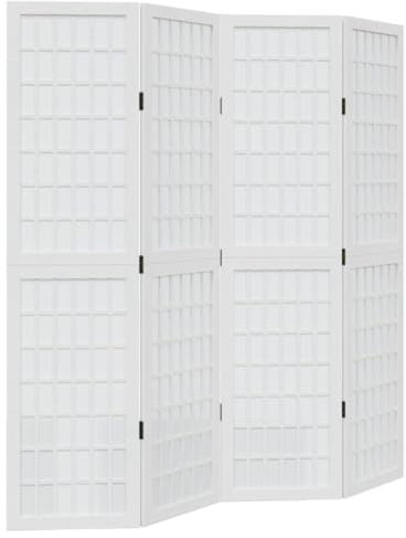 vidaXL Rumsavdelare 4 paneler vit massivt kejsarträ, skiljevägg, hopfällbar skiljevägg, skärmvägg, hopfällbar rumsavdelare, skiljeväggar, skärmväggar