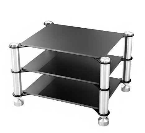 YQMHEZ Aluminium-Phonoschrank, offenes Audio Rack HiFi Regal, Mini-Record Player Stand, bodenstehender TV-Ständer, Plattenspieler Regal for HiFi-Audiogeräte, DAC-Verstärker-Amp