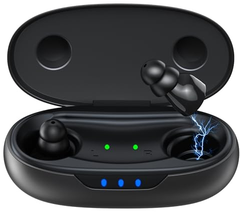 Supermini Hearing Aids for Seniors with Digital Chips, 80H Wireless Charging Case OTC Rechargeable Hearing Amplifiers Invisible with 16-Channel Sound Processing 3 Levels Volume (Black)