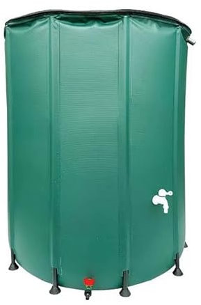 Collapsible 160 Litre Garden Water Butt Rainwater Collection Barrel - Portable PVC Fluid Storage Container Tank with Tap, Zip Lid & Hose Connector