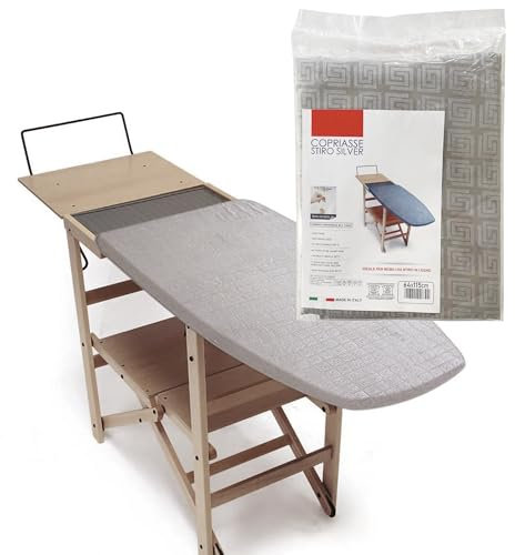 TUOLON Copriasse da Stiro 64 x 115 cm Telo Universale per Ferri a Vapore Pratico e Morbido Copri ASSE da Stiro Telo Copertina - Grigio Made in Italy