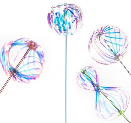 ATKSUNIEE 4 Pack Magic Rave Bubble Wand,Rainbow Spinner Toy,Rainbow Twirler Stick,Bubble Spinner Wand Toy for Adults, Colorful Wand for Party and Festivals.(Color)