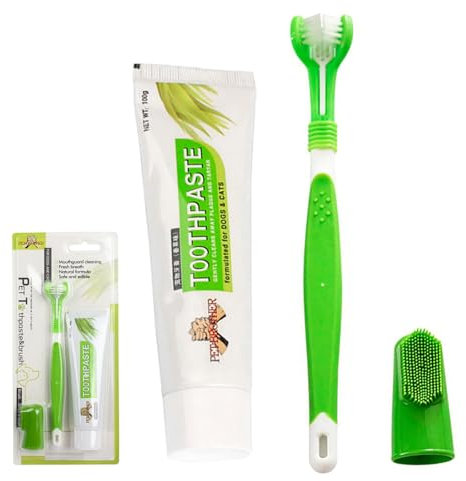 Hundezahnbürste Hundezahnpasta Hunde Zahnpflege Zahnbürste Hund Zahnpasta Hund Zahnpflege Hund Set Geeignet zur Entfernung von Zahnbelag und Mundgeruch bei Hunden