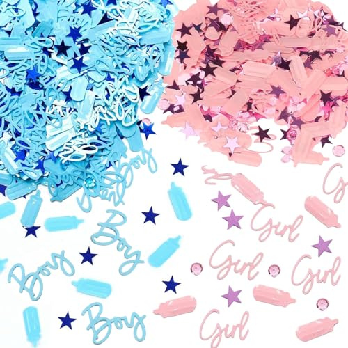 Kit de revelación de género para bebés de 30 g, decoraciones de revelación de género con confeti rosa y azul para baby showers y fiestas de revelación de género