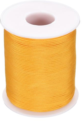 PATIKIL Cordone In Nylon 1mm x 100 Metri, Filo Intrecciato In Nylon Per Bracciali Cordone Per Nodi Cinesi Per Creazione Di Gioielli Collane Perline Tende A Rullo Corde Per Vento, Giallo