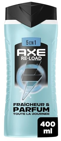 AXE - Gel Douche Homme 5en1 - Re-Load - 24h Hydratant - 87% d'Ingrédients d'origine naturelle - parfum frais & vivifiant - 400ml
