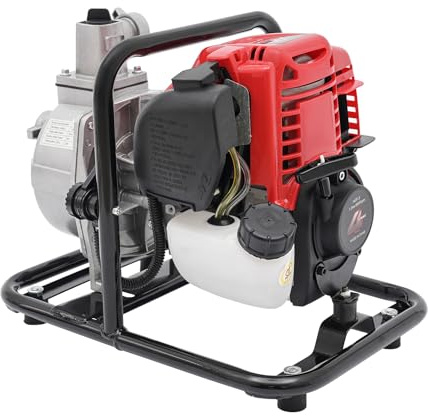 Petrol Water Pump Single Cylinder High Pressure Irrigation, 1 Inch 4 Stroke 38CC 1.2KW Engine Irrigation Transfer Dirty Water Garden Pump Pond Kit with Air Filter, 135L/min