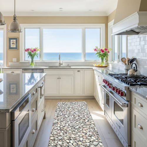 Alfombra pequeña Vinílica Digitalizada, Conchas, Playa, fondo del mar, Distintos Tamaños, Moderno, Diseño y Resistencia para Tu Espacio, Cocina, salón Comedor, Suelo PVC (67 x 40 cm, CONCHAS)