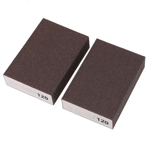 Lot de 2 éponges abrasives en mousse avec plusieurs grains adaptées à une gamme de surfaces, du bois au métal (2 pièces grain 120)