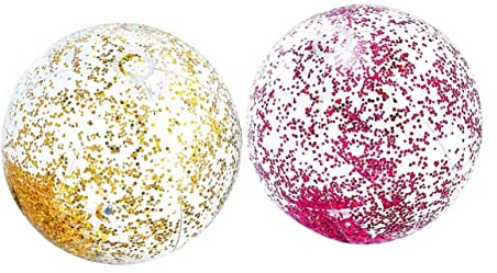 Beaupretty 2 Stück Aufblasbarer LED Strandball PVC Flashing Ball mit Glitzer Gold Roségold Kreative Wasserspaß Bälle für Mädchen Jungen Outdoor Beach Party Zufällige Farbe