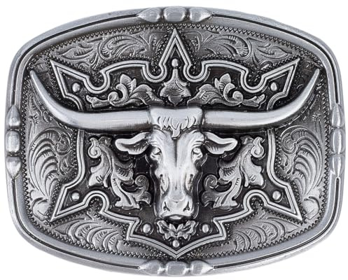 CALFOVERA Västerländsk cowboy tjurhuvud bältesspänne vintage rektangel cowgirl rodeo långt horn tjur midjeband spänne land graverad cowboy legering fästanordning för män kvinnor bälte ersättning