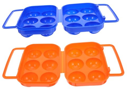 Huevera Multirejilla para 6 Huevos de Plástico, 2 Piezas | Portátil con Asa y Cierre Seguro, Compartimentos Individuales, Apta para Camping y Senderismo