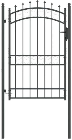 vidaXL Portail de clôture avec Pointes Gris 200 x 100 cm, Jardin et Terrasse, Rectangulaire, Portail Moderne, Portail Extérieur, Verrou à Clé, Barrière de Sécurité, Patio Décoratif