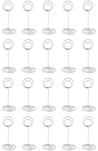 NOENNULL 20 Piezas Porta Nombres de Lugar de Mesa Porta Números de Mesa de Banquete de Hierro Metálico Porta Tarjetas de Mesa Redonda de 85 Mm Soportes de Números de Mesa de Escritorio (Plata)