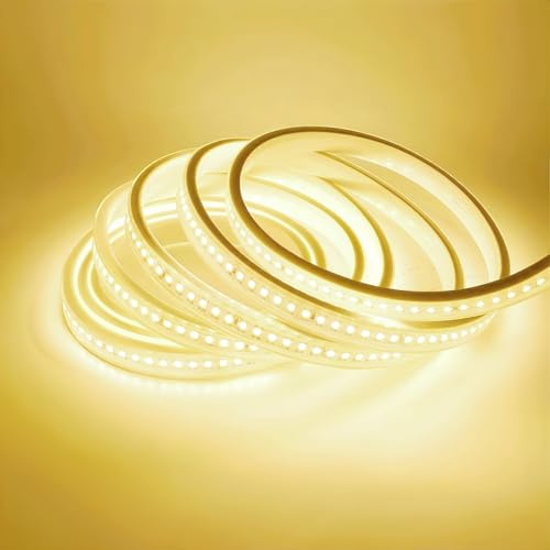 ONSSI® Tiras LED 220V SMD2835 120 Led/m (Luz Neutra,2M) IP65 Impermeable Tira Led Sin Alambre Con Enchufe
