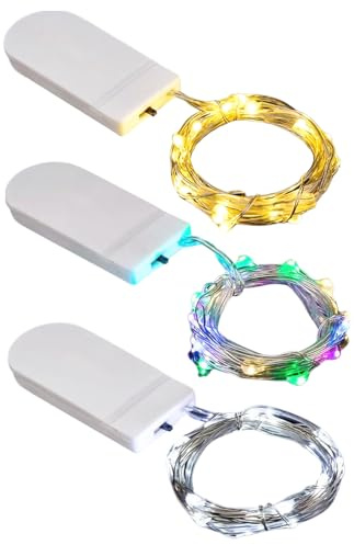 Hiemible 3 Stück Led Mini Lichterkette Mit Batterie 1m 10 Led, Lichterketten Weihnachtsbaum, Kleine LED-Lichterkettendekoration Für Weihnachte, Party, Hochzeit, Weihnachte, Geburtstag, Valentinstag