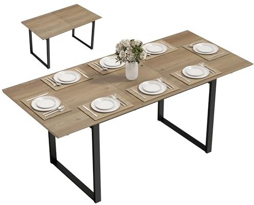 HOMCOM Tavolo da Pranzo Allungabile per 6-8 Persone 140-180cm Color Legno