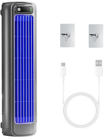 Ace Enfriador – Aire Acondicionado Portátil USB de 3 Velocidades, Ventilador Sin Aspas Silencioso, Mini Enfriador de Aire con Bajo Consumo (Ahorro de Energía) para Oficina, Dormitorio, Cocina (Gris)