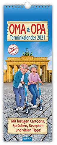 Maxi-Streifenkalender Oma und Opa 2021: 15 x 42 cm, mit aufwendiger Rückseitengestaltung