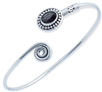 mantraroma Armband 925 Silber Onyx schwarzer Stein Edelstein Armreif Silber Damen Sterling Silber Geschenk (MAR-001-03)