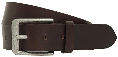 Gusti Gürtel Leder - Kara schlichter Ledergürtel mit silberner Schnalle Anzug Gürtel Herren Braun Leder (110)