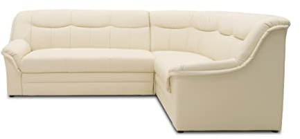 DOMO. collection Berlin Sofa/klassisches Ecksofa/Zeitlose Eckcouch mit Schlaffunktion/weiches Kunstleder/Maße: 244 x 205 cm (B/T) / Farbe: beige (Creme)